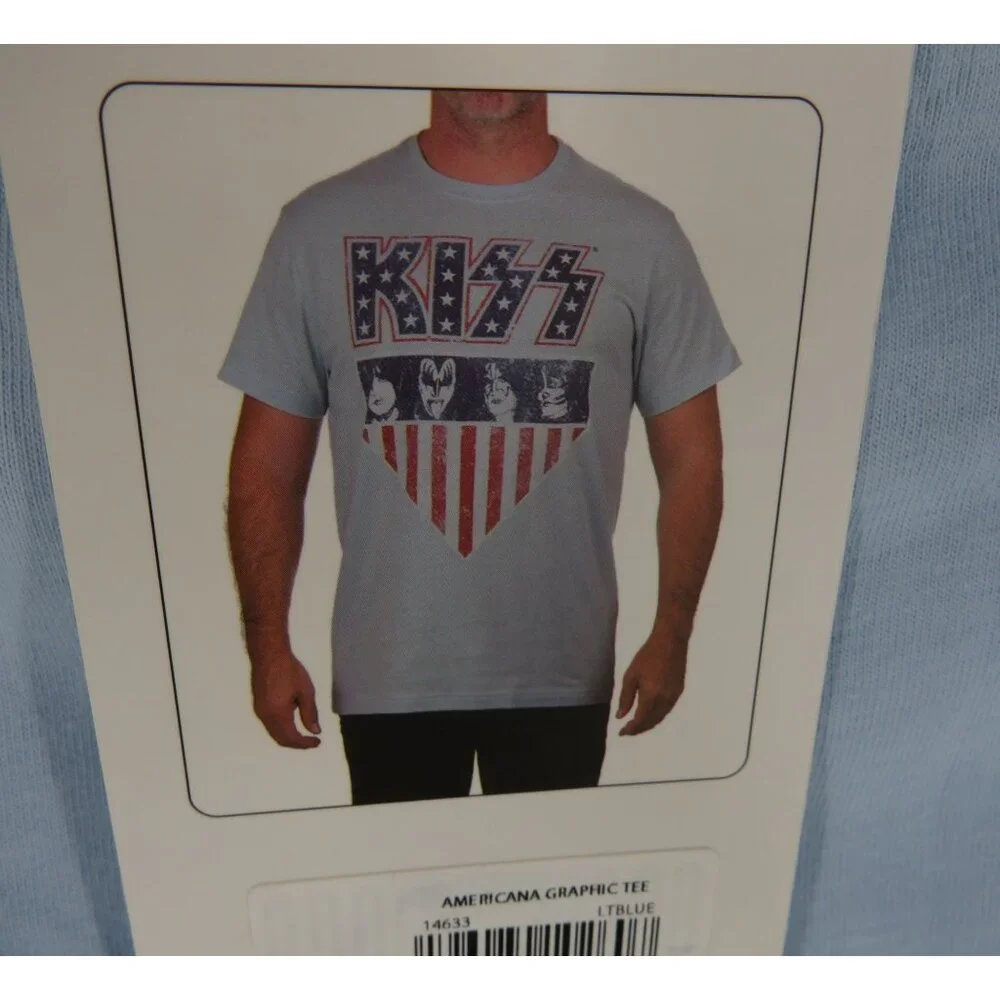 KISS Americana Men's Blue Graphic T-Shirt Medium NWT - Picture 4 of 5